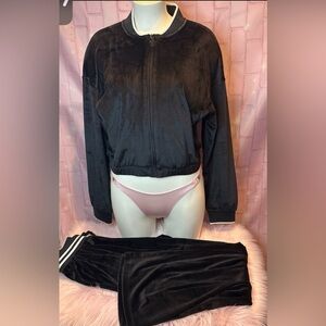 Victoria's Secret Velour Ribbed Tracksuit Black Size Medium